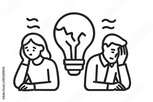 Frustrated People with Broken Lightbulb