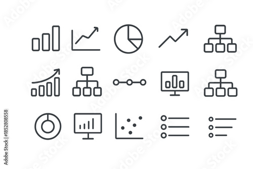 Collection of business analytics and data visualization icons