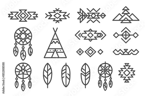 Native American inspired symbols set