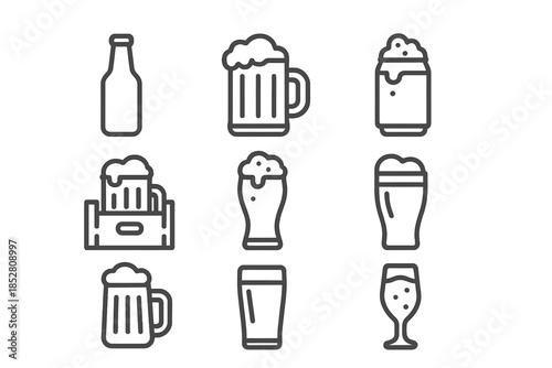 Collection of beer icons on a dark background