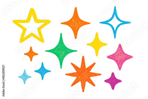 Colorful Sparkly Stars on a Gradient Background