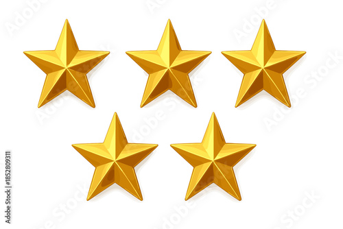 Five Golden Stars on a Gradient Background