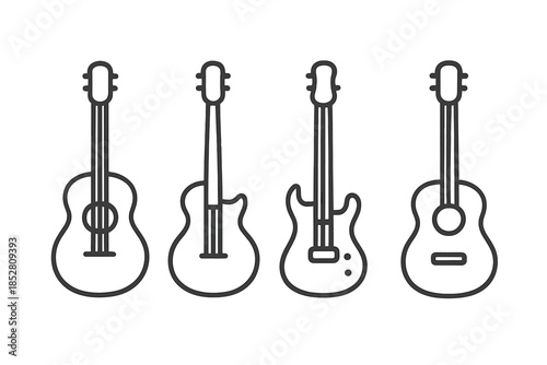 Four Guitar Silhouettes on a Gradient Background