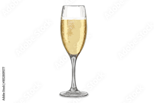 Glass of sparkling champagne with bubbles and foam