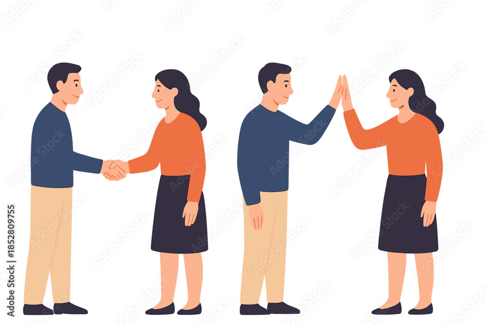 Obraz premium Business handshake and high five