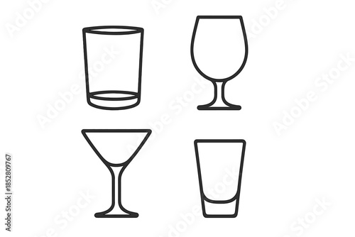 Four outline glasses on a gradient background
