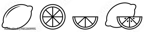 Lemon line icons set