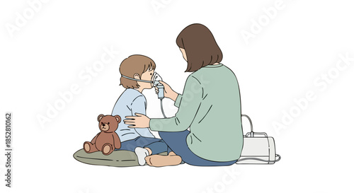 Mother and Child Bonding Moment Illustration.