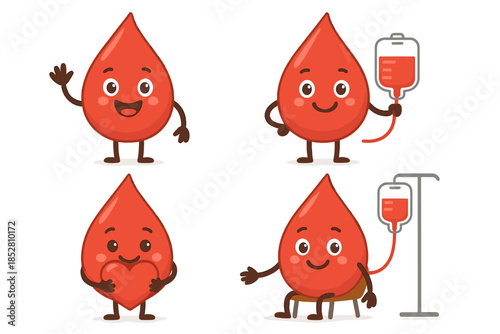 Cute Blood Drop Characters