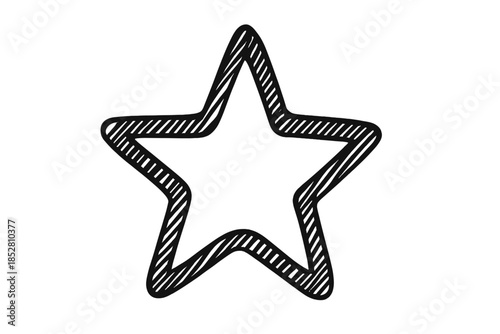 Black outlined star with hatching effect on a grey background