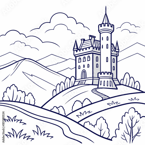 Majestic castle on hilltop