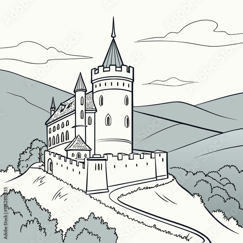 Medieval castle on hilltop