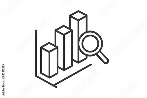 Bar Chart and Magnifying Glass Icon on Gradient Background