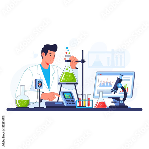 Innovative Laboratory Scene Showcasing Modern Scientist Using Scientific Equipment and Technology