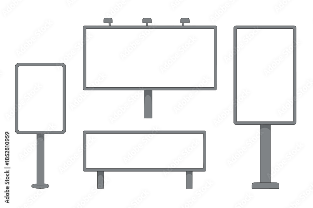 Fototapeta premium Collection of four blank digital billboards and signboards