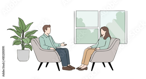 Therapist and Patient Engaged in Counseling Session.