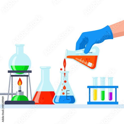 Modern Laboratory Scene with Test Tubes and Chemical Equipment for Scientific Experiments