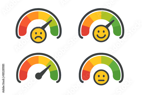Four Gauge Meters with Emoticon Indicators