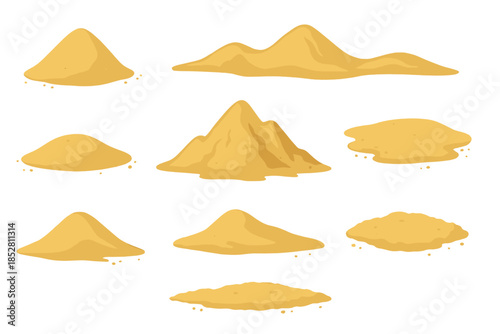 Piles of glowing sand against a dark background