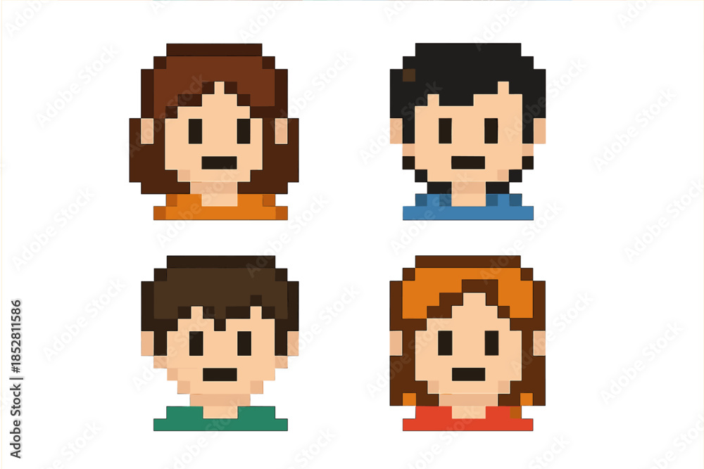 Fototapeta premium Pixelated Avatar Group