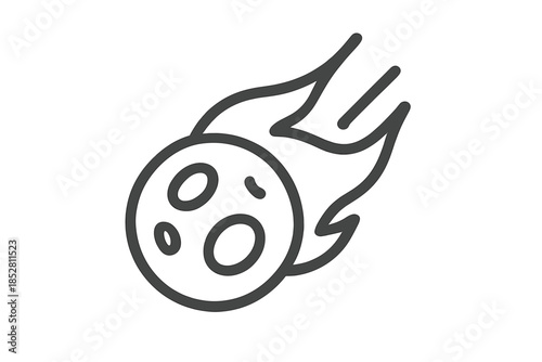 Meteorite icon with flames on gradient background
