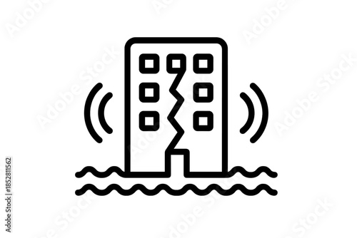 Earthquake damage to a building icon