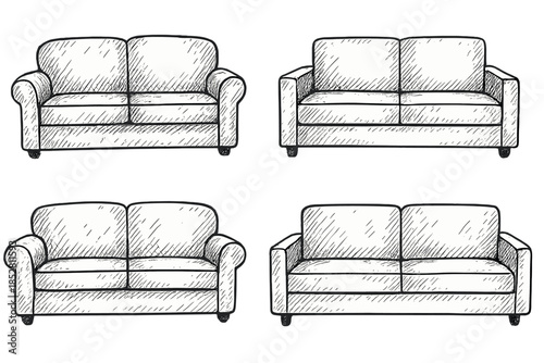 Four Vintage Sofa Illustrations
