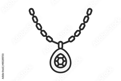 Stylized Necklace with Gem Pendant Icon