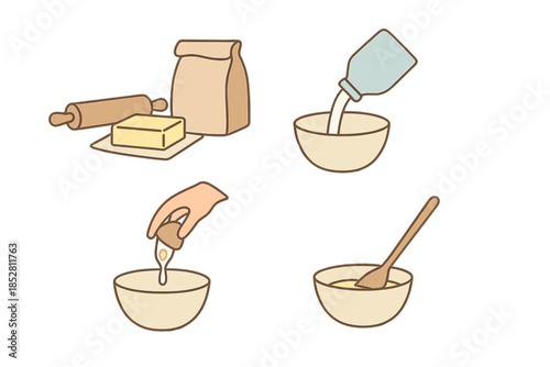 Baking preparation with ingredients and mixing process