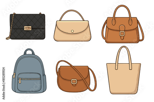 Collection of cartoon handbags and backpacks