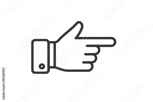 Pointing hand icon with extruded effect on grey gradient background