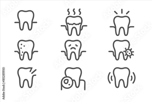 Dental Health Icons Collection on Dark Gradient Background