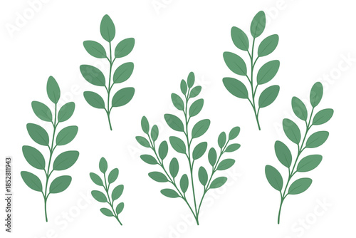 Green branches with leaves on a dark green gradient background