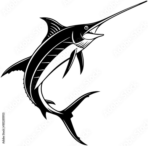 Stylized Marlin Leaping with Extended Fins