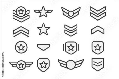 Military Rank Insignia Icons Set