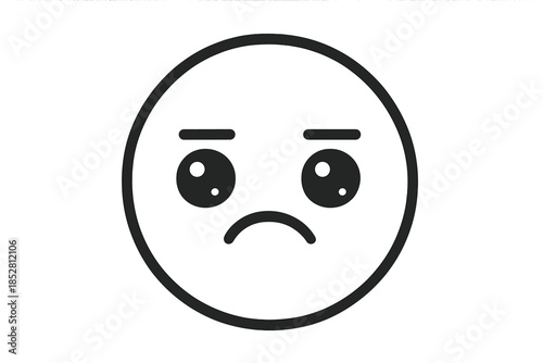 Sad Emoticon with Large Eyes on Grey Gradient Background