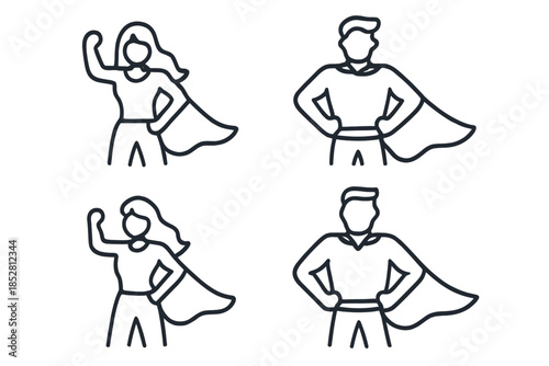 Superhero Icons: Male and Female Poses