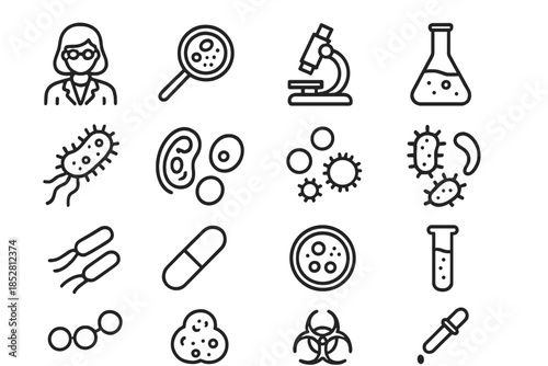 Microbiology Icons Set