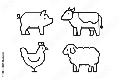 Farm Animal Icons Set