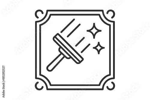 Window squeegee cleaning icon with sparkles