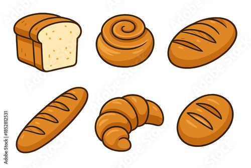 Assortment of baked goods illustration