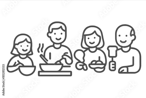 Family preparing a meal together