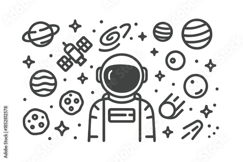 Astronaut in Space with Planets and Stars