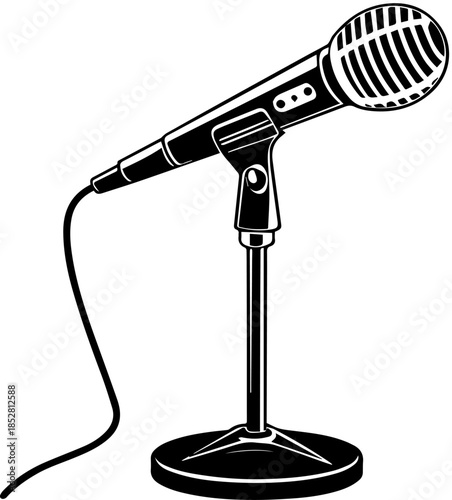 Classic Microphone on Stand Silhouette