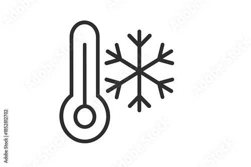 Cold temperature icon with thermometer and snowflake