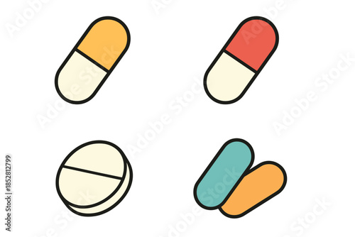 Pills and Capsules on Dark Background
