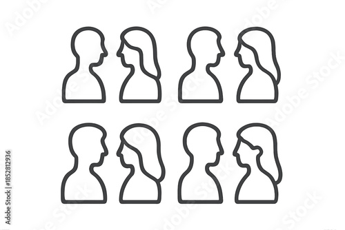 Two rows of stylized human profile icons