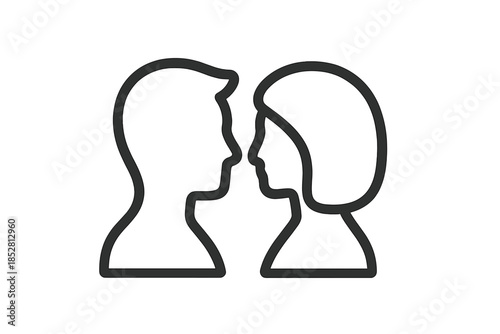 Couple profile silhouettes facing each other