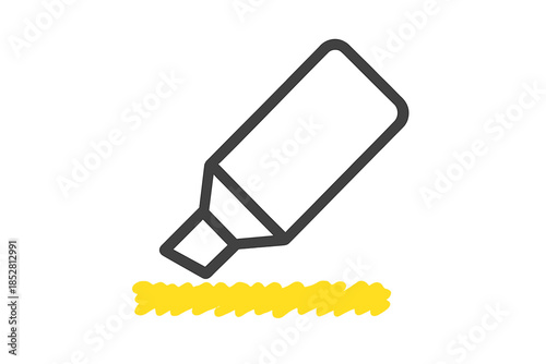 Highlighter pen marking a bright yellow line
