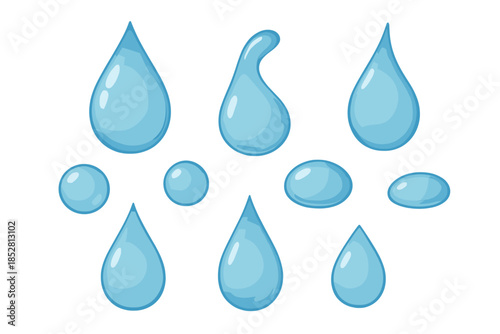 Collection of Blue Water Droplets